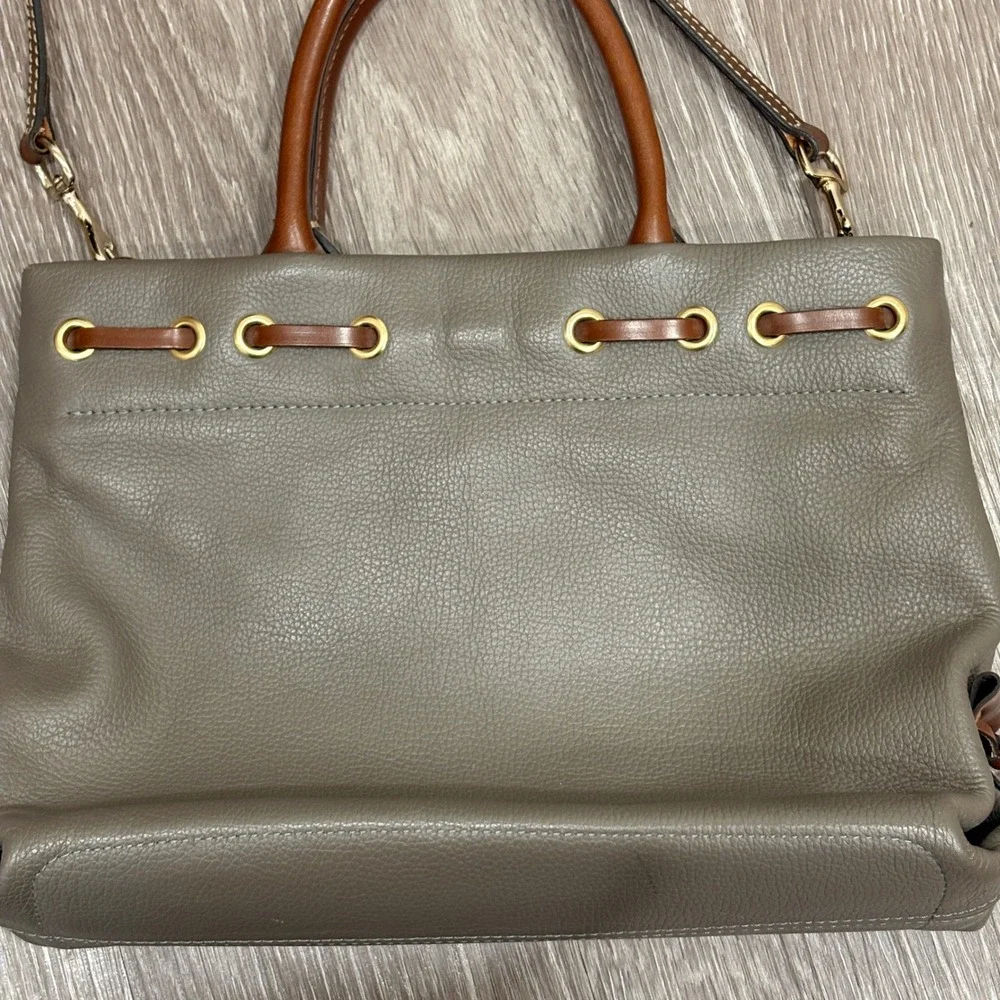 Dooney & Bourke Pebble Grain Tassel Tote Elephant Gray Leather Satchel Preppy